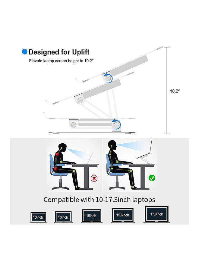 Adjustable Stand with Cooling Fan for 10-17.3 inch Laptop 29.5 x 5.8 x 24.8cm Silver