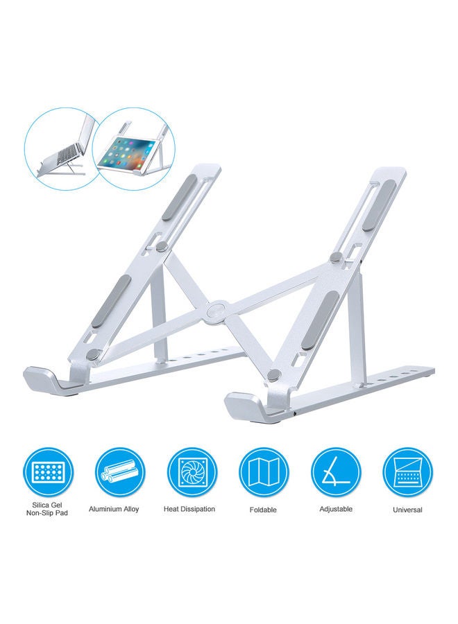 Heightening Aluminum Alloy Foldable Laptop Stand 26 x 2 x 6cm Silver