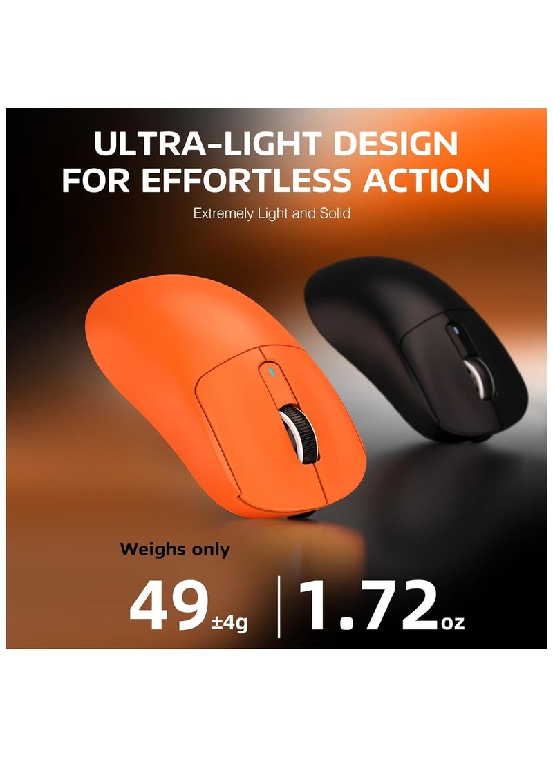 ATTACK SHARK X3 Lightweight Wireless Gaming Mouse with Tri-Mode 2.4G/USB-C Wired/Bluetooth,Up to 26K DPI, PAW3395 Optical Sensor,Kailh GM8.0 Switch,5 programmable Buttons for PC/Win/Mac(Orange)