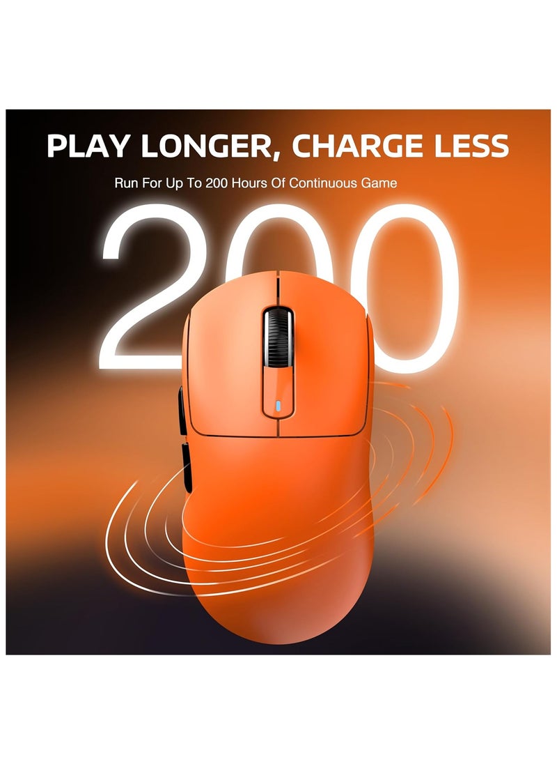 ATTACK SHARK X3 Lightweight Wireless Gaming Mouse with Tri-Mode 2.4G/USB-C Wired/Bluetooth,Up to 26K DPI, PAW3395 Optical Sensor,Kailh GM8.0 Switch,5 programmable Buttons for PC/Win/Mac(Orange)