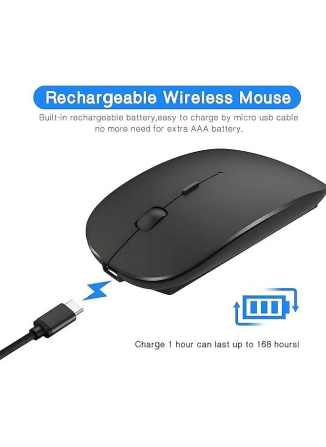 Bluetooth Mouse Rechargeable Wireless Mouse for Notebook,Bluetooth Wireless Mouse for Laptop Bluetooth Mouse for PC Black (Black)