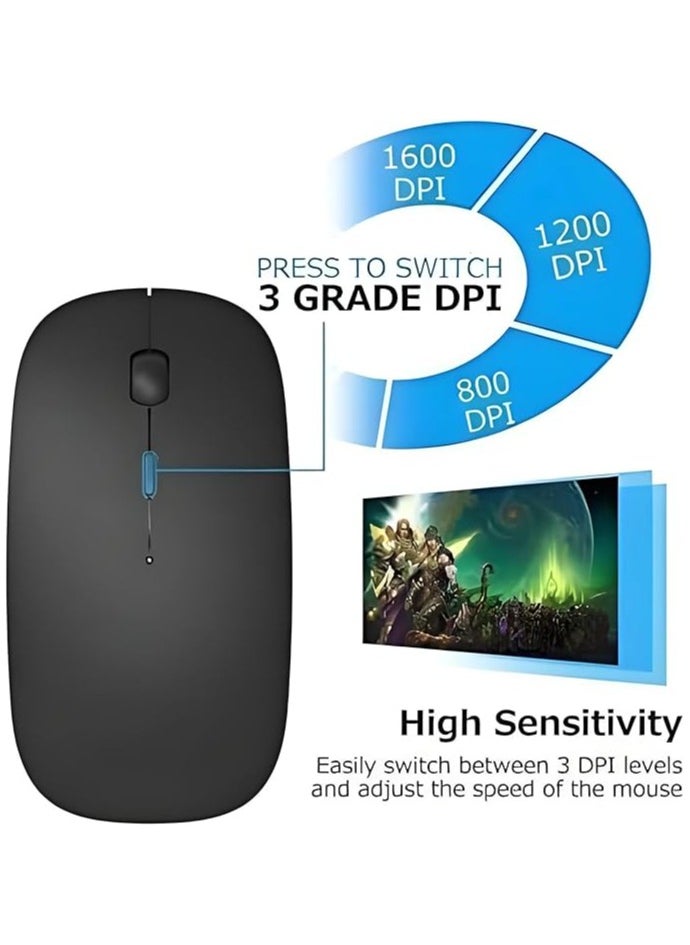 Bluetooth Mouse Rechargeable Wireless Mouse for Notebook,Bluetooth Wireless Mouse for Laptop Bluetooth Mouse for PC Black (Black)