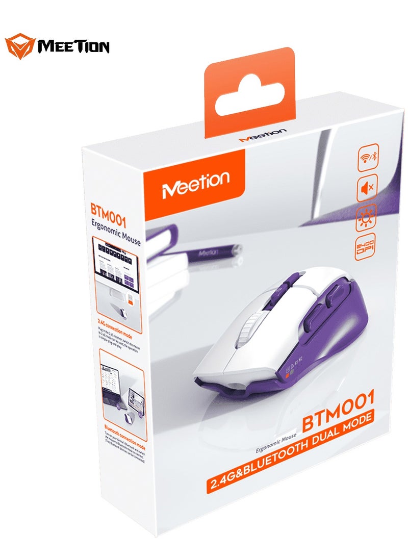 MEETION Wireless Dual-Mode Ergonomic Mouse BTM001 Ergonomic Design 2.4g Bluetooth Dual Mode Multiple Colors Available