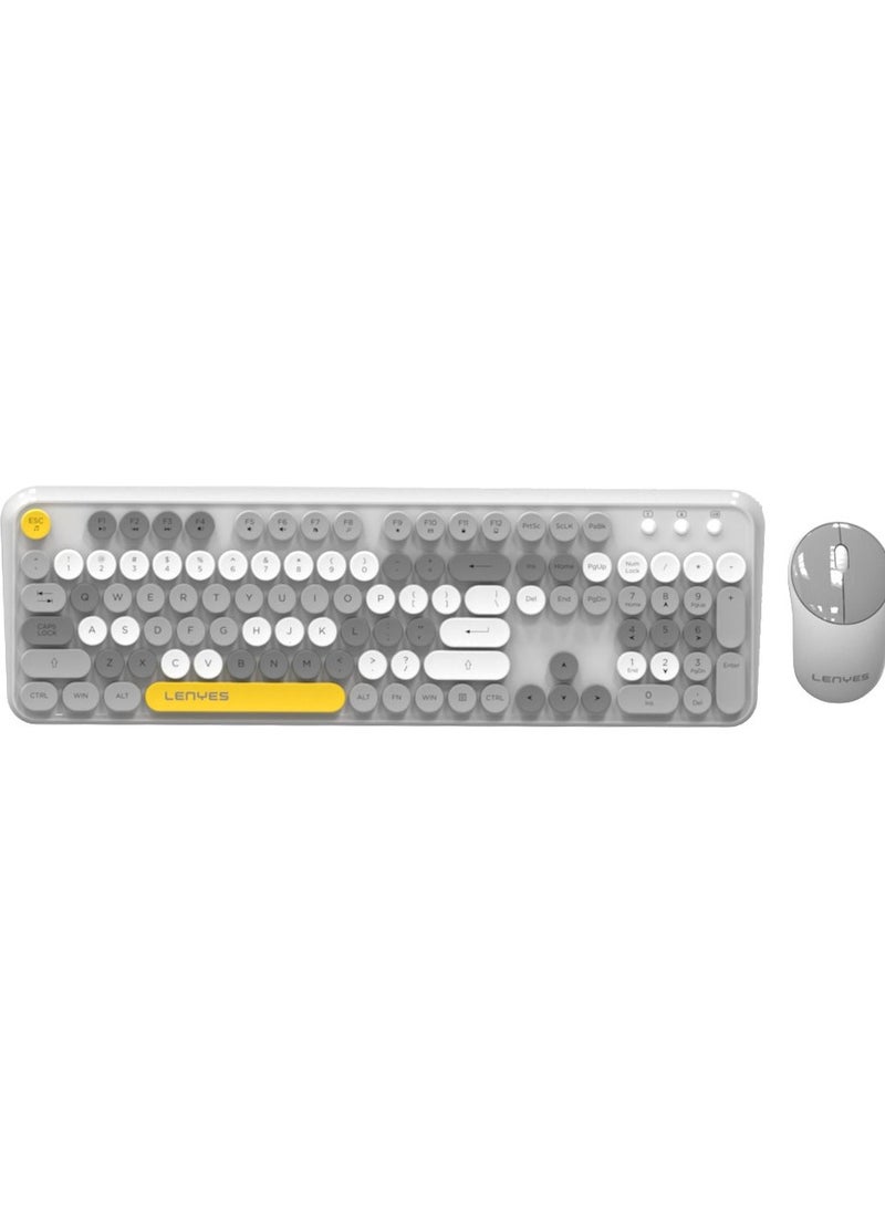 Lenyes 2 in 1 2.4GHz Wireless Keyboard and Mouse Set Full-Size Keyboard - Compatible for Windows/Laptop/PC/Notebook/Smart TV and More