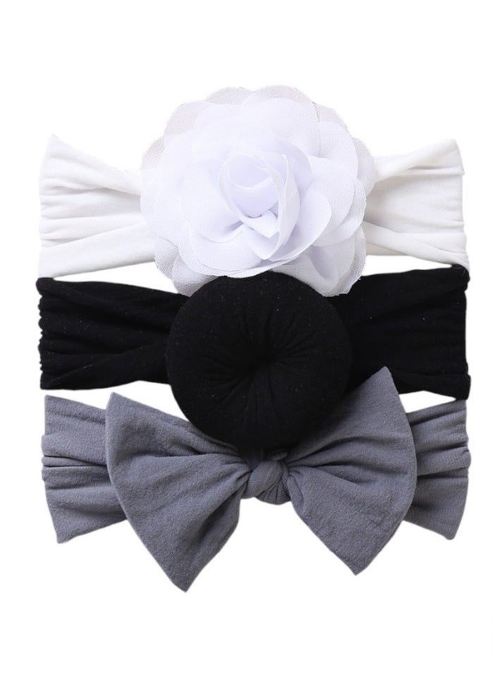 Bambimici - Aya Assorted Cute Soft Turban for Babies - White, Black, Grey