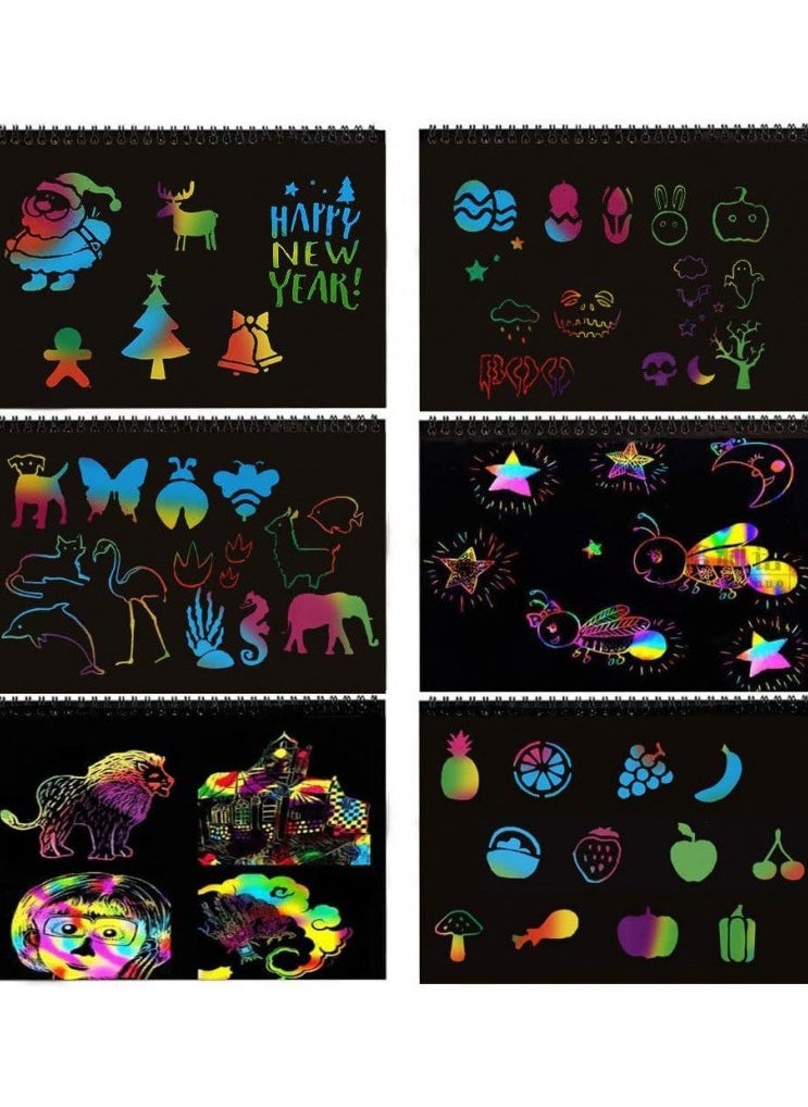 Scratch Art Unicorn Gifts Set for 3 4 5 6 7 Year Old Boy and Girl, Scratch it Off Rainbow Magic Paper Craft, Kids Age 3-10 and up DIY Holiday Gift Birthday Party Games(2 PCS)