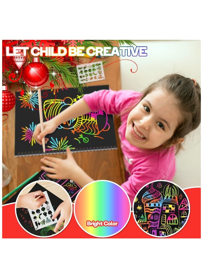 Scratch Art Unicorn Gifts Set for 3 4 5 6 7 Year Old Boy and Girl, Scratch it Off Rainbow Magic Paper Craft, Kids Age 3-10 and up DIY Holiday Gift Birthday Party Games(2 PCS)