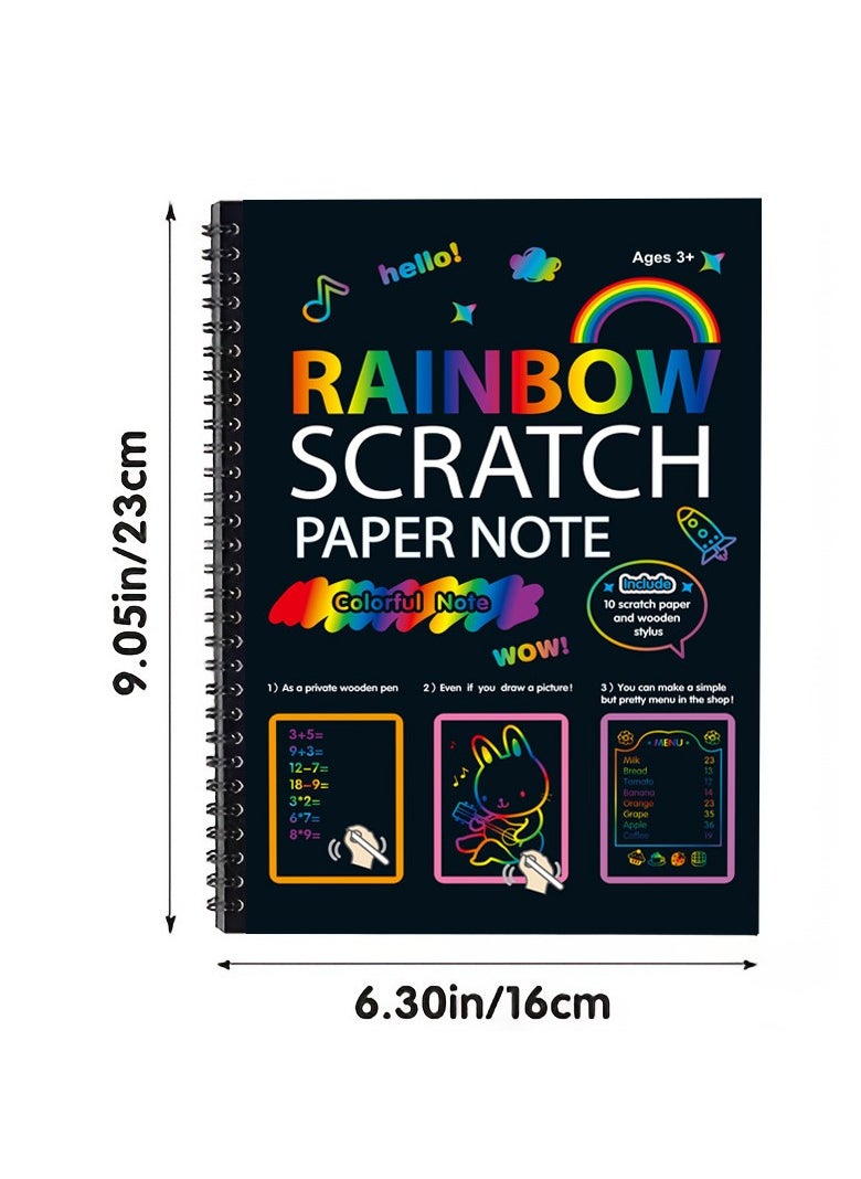 Scratch Art Unicorn Gifts Set for 3 4 5 6 7 Year Old Boy and Girl, Scratch it Off Rainbow Magic Paper Craft, Kids Age 3-10 and up DIY Holiday Gift Birthday Party Games(2 PCS)