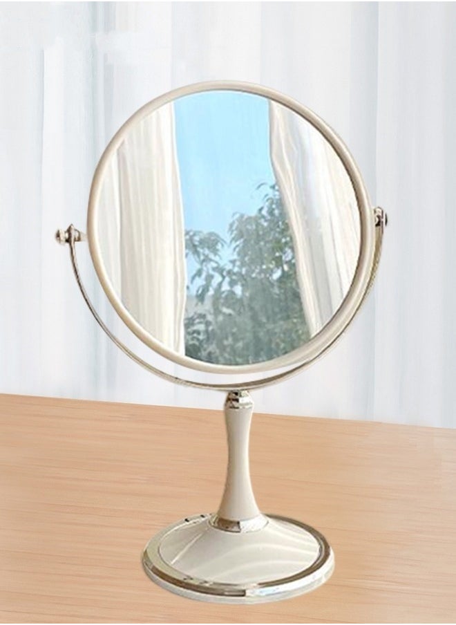 Double-Sided Makeup Mirror 3 Times Magnification On One Side 360° Rotation Detachable Base Hand-Held Desktop Mirror With Bracket Bathroom Shaving Standing Portable Mirror 23*33.5*13CM