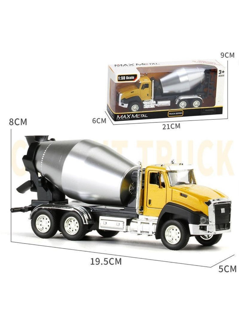 Max Metal Die-Cast Transport Vehicles Truck Toys (3 Pack) 1:50 Pull Back Metal Model (Set Y) Cement Mixer Truck, Excavator Truck and Dump Truck