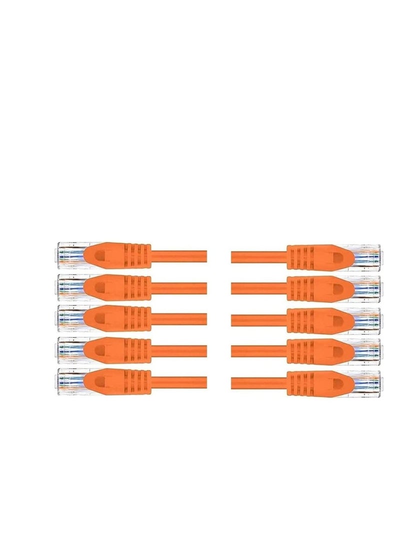 DKURVE 10-Pack Cat6 Ethernet Cable 1 Foot 0.3M Orange