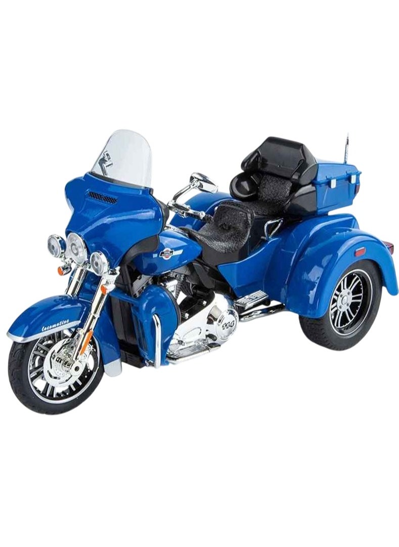 1:9 Ratio Harley Davidson Tri Glide Ultra Alloy Die Cast Bike Model, Long Lasting Durable Multifunction Simulation Model Toy, Off Road Vehicle With Light Sound Toys For Kids Gift, (1pc, Blue)