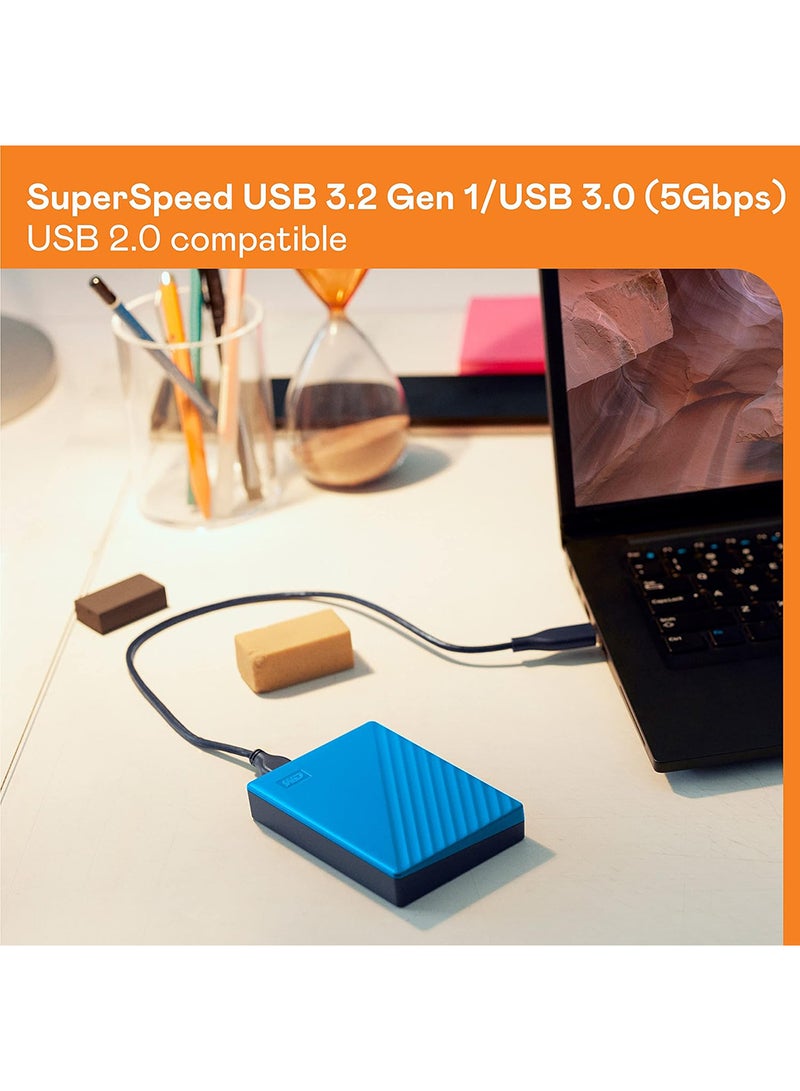 6 Tb My Passport Portable Hdd Usb 3.0 With Software For Device Management,USB Type C Backup And Password Protection - Blue - Works With Pc, Xbox And PS4 WDBR9S0060BBL-WESN 6 TB
