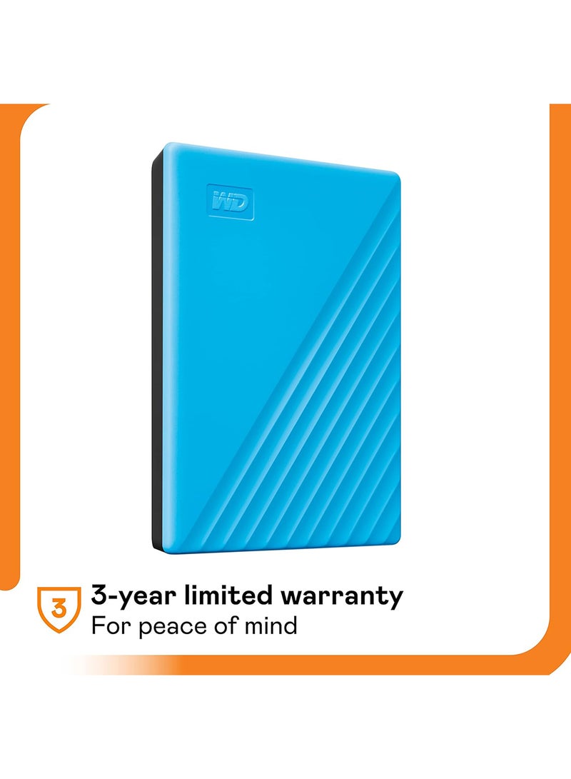 6 Tb My Passport Portable Hdd Usb 3.0 With Software For Device Management,USB Type C Backup And Password Protection - Blue - Works With Pc, Xbox And PS4 WDBR9S0060BBL-WESN 6 TB
