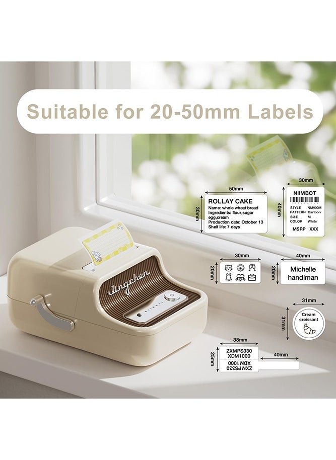 New B21 Bluetooth Label Maker Inkless Label Printer with 1 Roll 50*30mm White Label Sticker, Portable Thermal Label Maker with 20-50mm Print Width, Great for Clothing, Address, Business, Supermarket,  Retail Store Printing Barcods, White