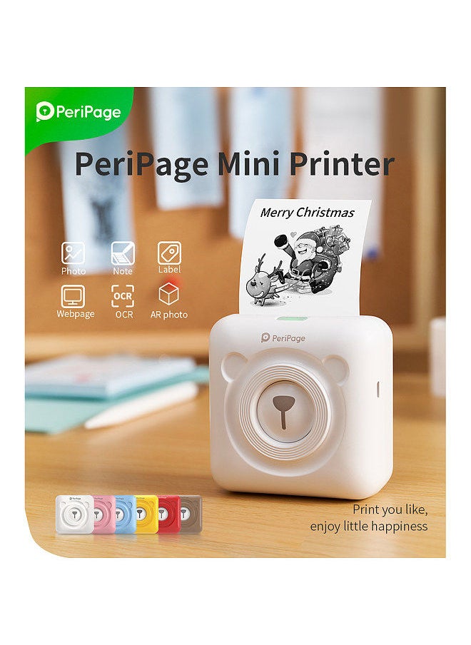 Mini Pocket All-in-One Thermal Printer Wireless BT Picture Photo Label Memo Receipt Paper Printer AR Photo Function with USB Cable Support for Android iOS Smartphone Windows