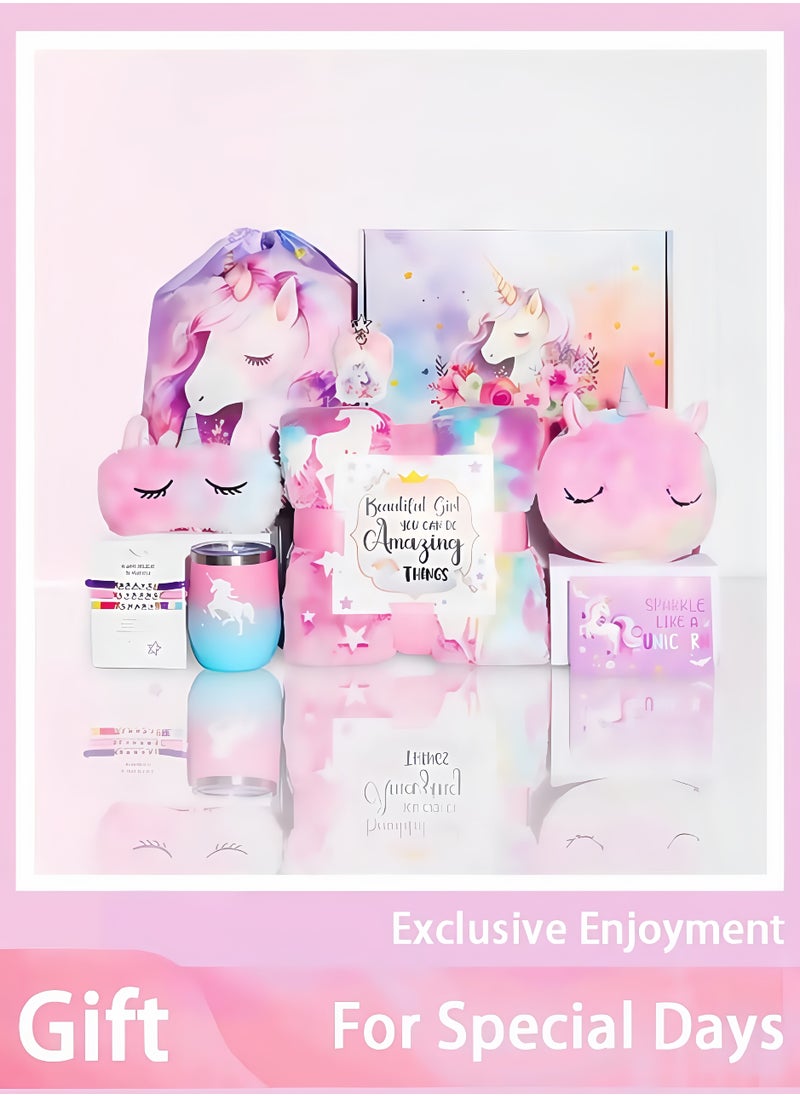 Unicorn Gift Set for Girls, Birthday Gifts, Back-to-School Gifts, Graduation Gifts, and Girls' Toys for Ages 4 to 18 Combined Materials Pink