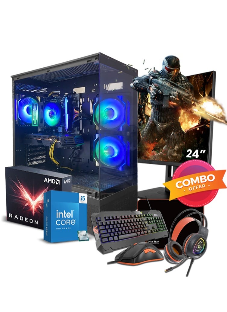 Robo X All In One Bundle Gaming PC, Intel Core i5-11400F, AMD RX 580, 16GB RAM, 1TB SSD, 24