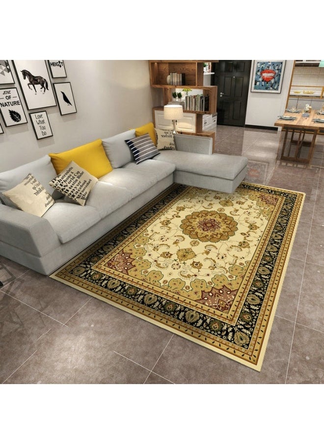 Printed Floor Carpet Polypropylene Yellow/Beige/Black 140x200x0.6cm