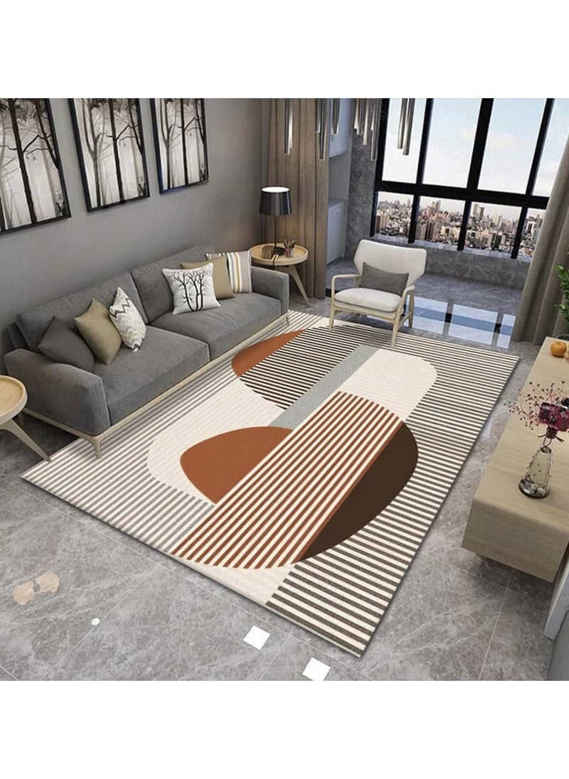 Velvet Area Rug Minimalist Thickened Washable Large Carpet Soft Cartoon Style Anti-slip Big Rugs for Living Room Bedroom 160*230cm