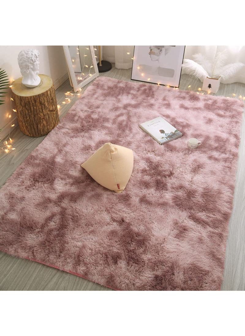 Soft Rugs Fluffy Carpets Tie-Dye Rugs for Living Room Bedroom Nursery Home Decor Non-Slip Machine Washable Carpet Home Decorative Carpet 100x160 cm Pink