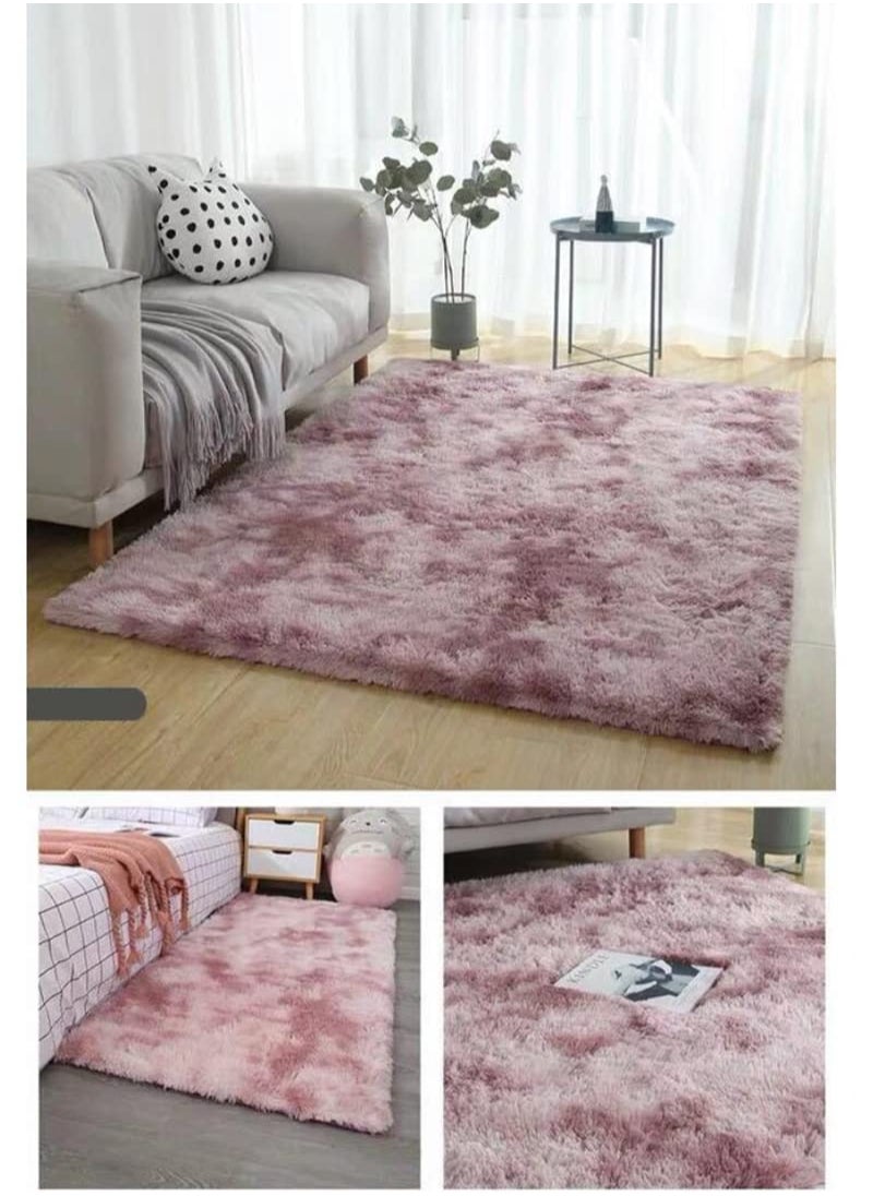 Soft Rugs Fluffy Carpets Tie-Dye Rugs for Living Room Bedroom Nursery Home Decor Non-Slip Machine Washable Carpet Home Decorative Carpet 100x160 cm Pink