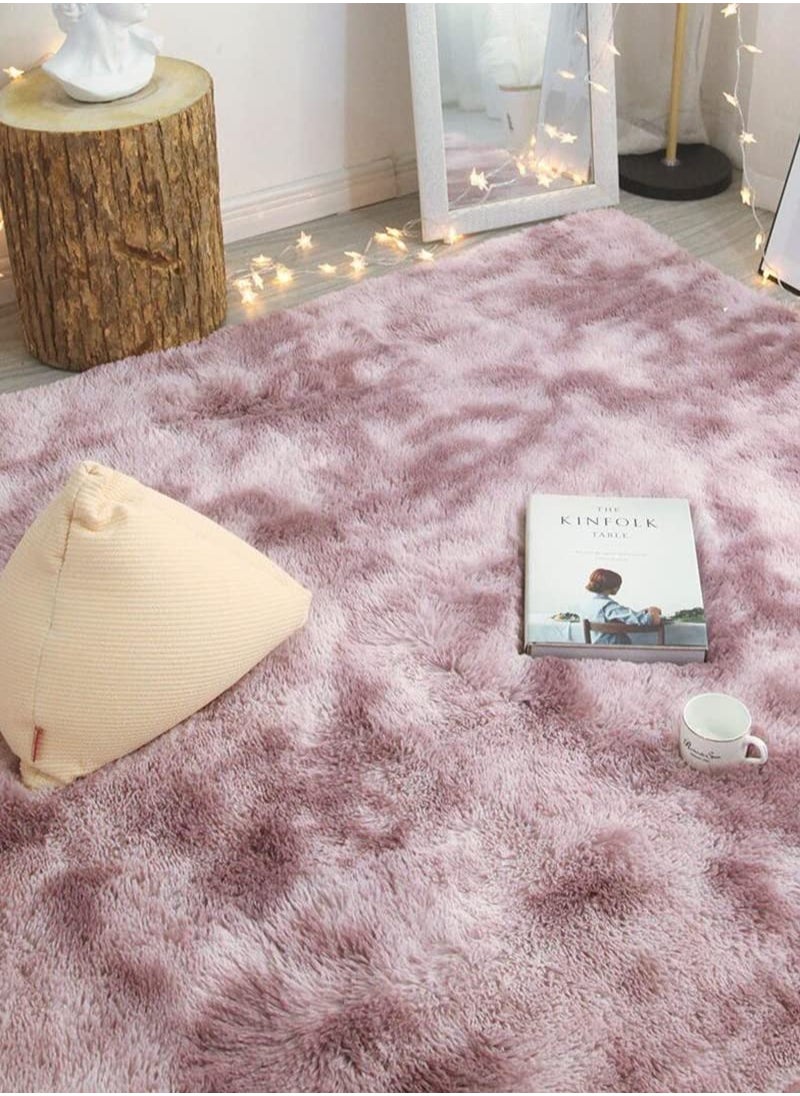 Soft Rugs Fluffy Carpets Tie-Dye Rugs for Living Room Bedroom Nursery Home Decor Non-Slip Machine Washable Carpet Home Decorative Carpet 100x160 cm Pink