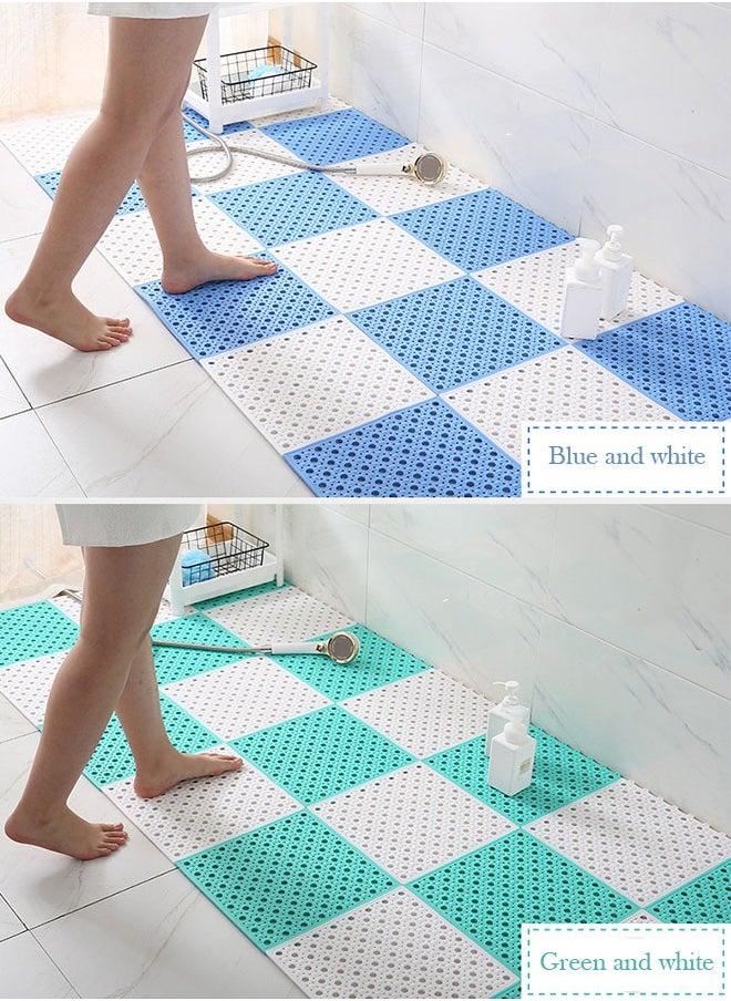 6pcs Bathroom Anti Slip Pad with Massage Suction Cup and Drainage Hole DIY Kitchen Bathroom Anti Slip Tile Pad for Swimming Pool Shower Pet Area (Blue 30*30cm)