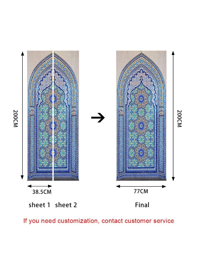 3D Door Stickers for Interior Doors Moroccan Style Ancient Water Fountain with Colorful Mosaic Tiles Vinyl Removable Self Adhesive Door Poster Wallpaper Mural Decals for Bedroom 77 x 200 cm