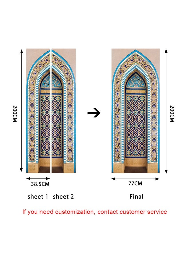 3D Door Stickers for Interior Doors Moroccan Style Ancient Water Fountain with Colorful Mosaic Tiles Vinyl Removable Self Adhesive Door Poster Wallpaper Mural Decals for Bedroom 77 x 200 cm