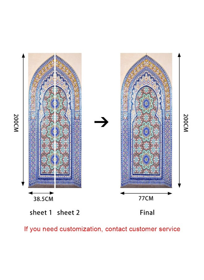 3D Door Stickers for Interior Doors Moroccan Style Ancient Water Fountain with Colorful Mosaic Tiles Vinyl Removable Self Adhesive Door Poster Wallpaper Mural Decals for Bedroom 77 x 200 cm