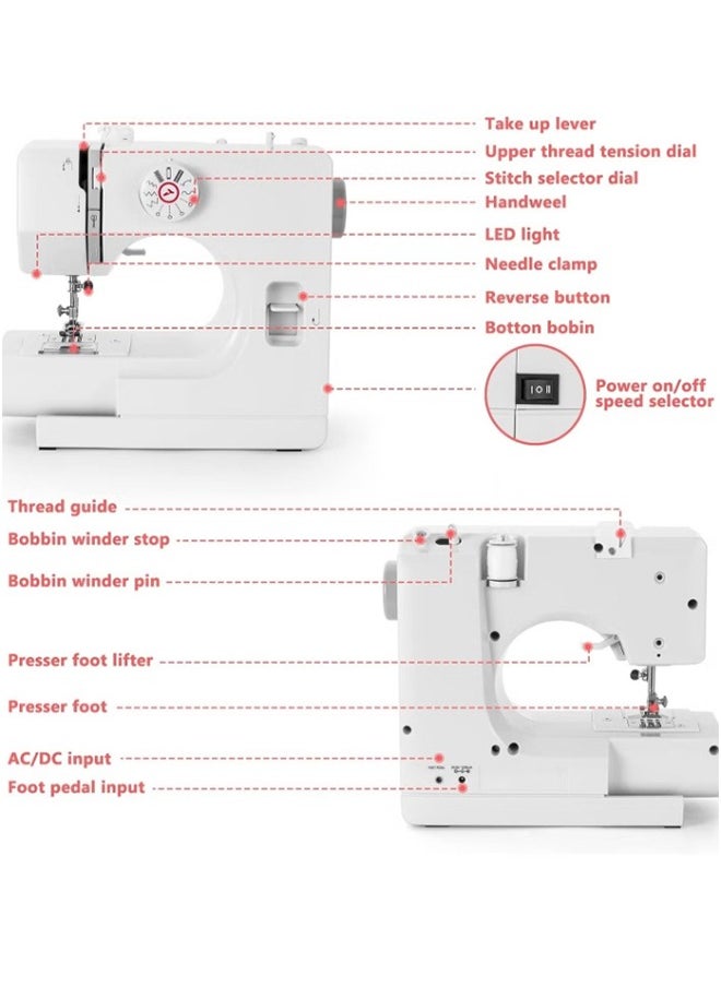 Sewing Machine,Sewing Machine for Beginners,Mini Sewing Machine with 12 Built-In Stitches,Dual Speed,Two Thread,Adjustable Speed with Foot Pedal