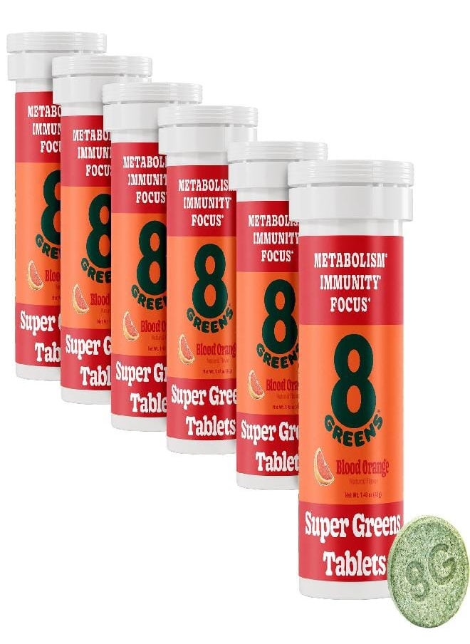 8Greens Supergreens Tablets | Super Greens Powder Superfood Tablet, Metabolism Immunity & Focus, Daily Greens Effervescent Tablets, Organic: Aloe Vera, Spirulina, Chlorella, Blood Orange, 30 Servings