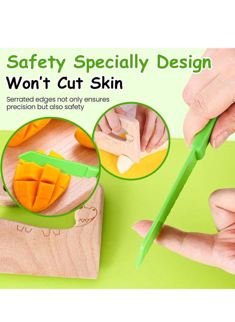 13-Pieces Kitchen Knife Set for Kids, Kitchen Knife Set with Cutting Boards Crinkle Cutter Peeler Safe Knives, Toddlers Kitchen Tools for Real Cooking