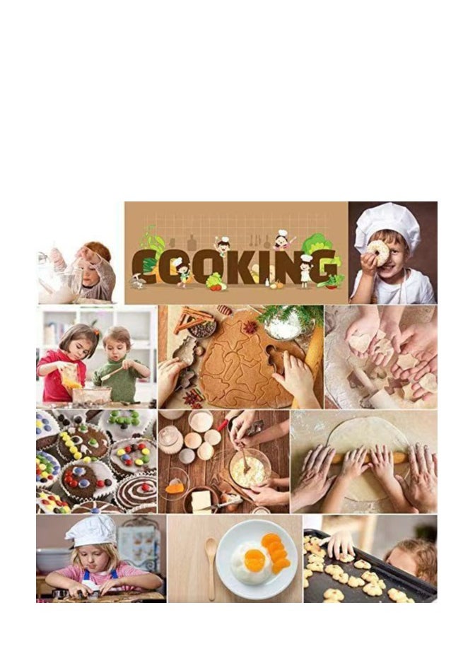 Cooking and Baking Set for Kids, Kids' Chef Role Play Costume Set, Toddler Chef Hat Apron Dress Up with Apron, Chef Hat, Mitt, Cookie Cutters and Utensil for Kids Aged 3+ Years