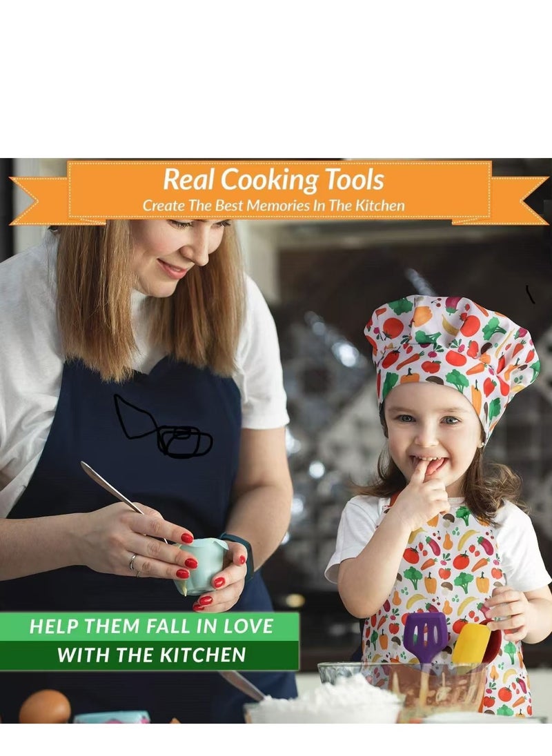 Cooking and Baking Set for Kids, Kids' Chef Role Play Costume Set, Toddler Chef Hat Apron Dress Up with Apron, Chef Hat, Mitt, Cookie Cutters and Utensil for Kids Aged 3+ Years