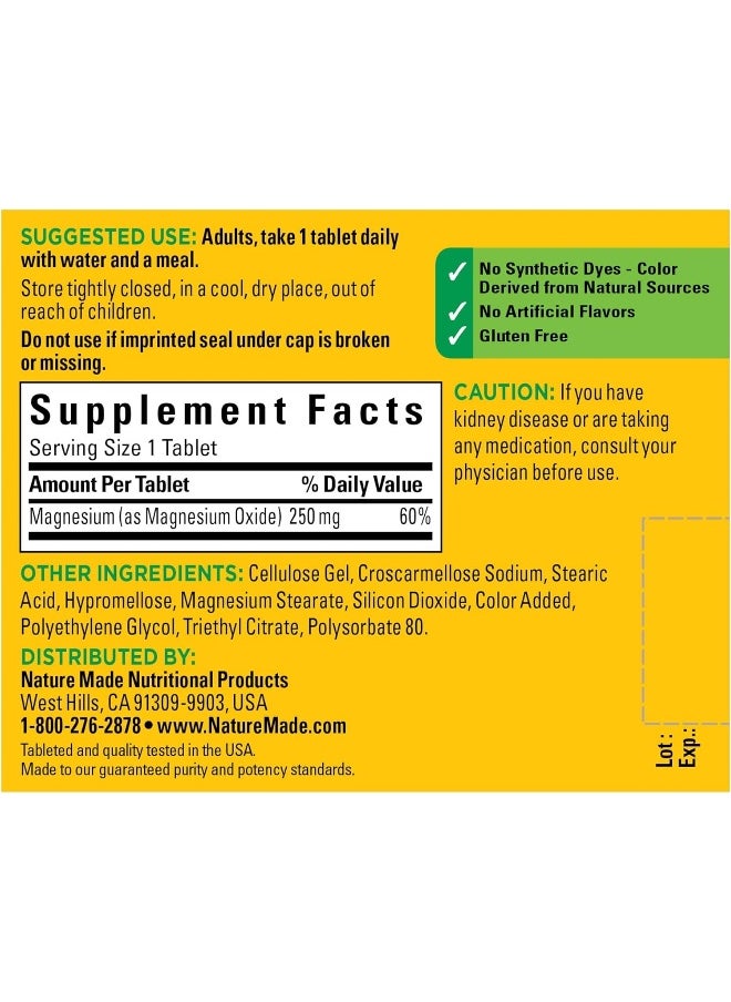 Magnesium (Oxide) 250 Mg Tablets 100 Ct