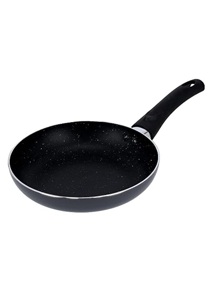 Non-Stick Aluminium Fry Pan 3 Layer Granite Coating Induction Hob Chemical Free Non-Stick, Dishwasher Safe Heat Resistant Exterior Bakelite Handle, Black, 20 X 3.8cm