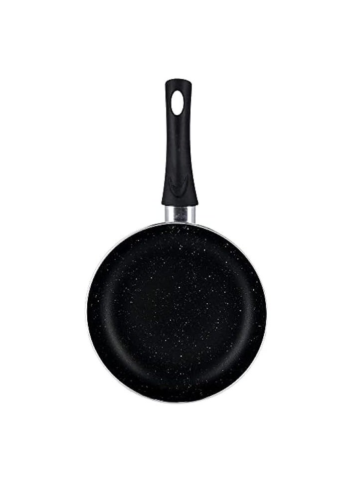 Non-Stick Aluminium Fry Pan 3 Layer Granite Coating Induction Hob Chemical Free Non-Stick, Dishwasher Safe Heat Resistant Exterior Bakelite Handle, Black, 20 X 3.8cm