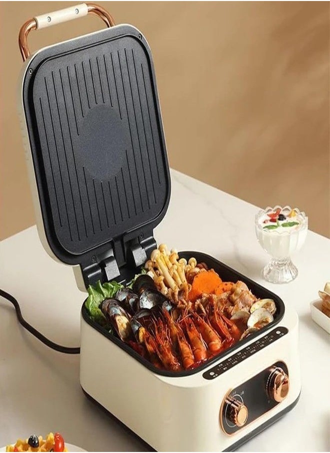 10 in 1 Electric Grill with Cooking Pot, Multifunction Cooker, Fryer, Steamboat & Grill, 2.5 Liter Capacity, 1800 W