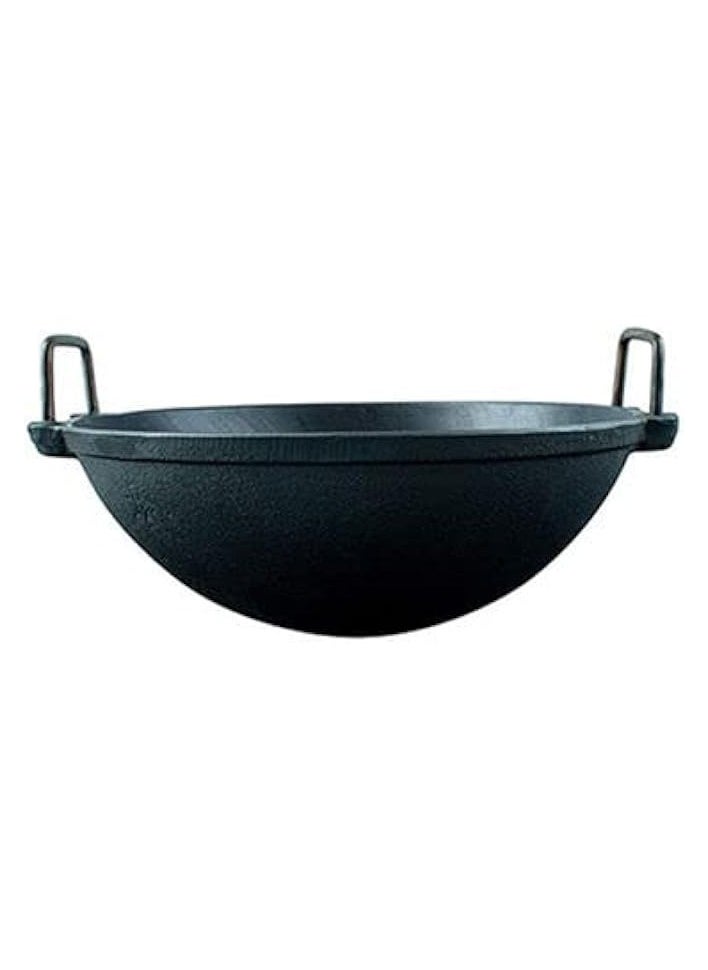 Cast Iron Pre-Seasoned Kadai/Kadhai for Cooking and deep Frying | Multipurpose Loha Kadai | Gas Stove Friendly | Black (8 inch)