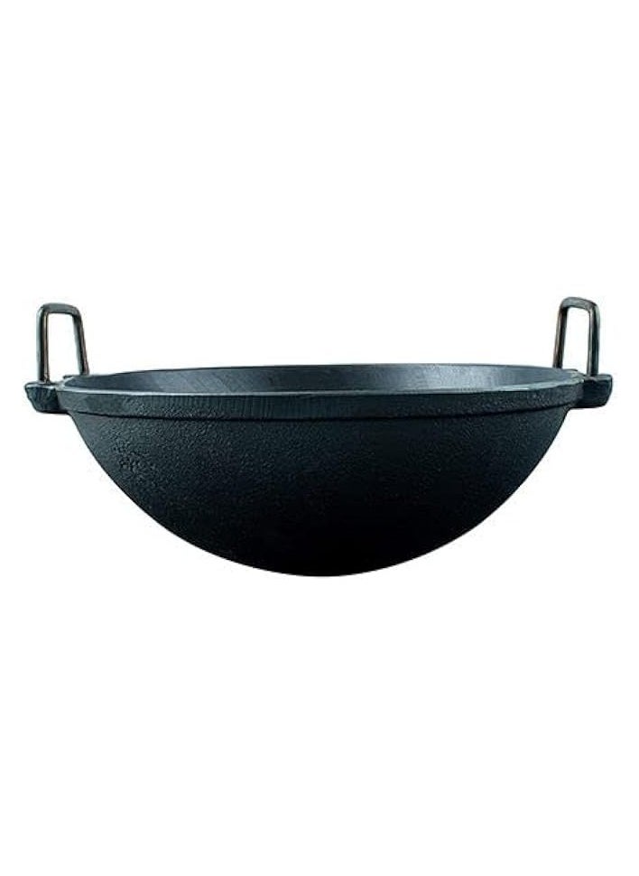 Cast Iron Pre-Seasoned Kadai/Kadhai for Cooking and deep Frying | Multipurpose Loha Kadai | Gas Stove Friendly | Black (8 inch)