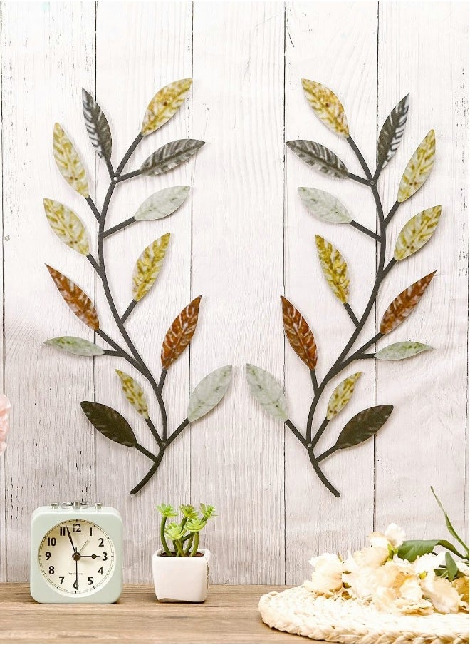 Metal Tree Leaf Wall Decor(Multicolor 2 Pcs)