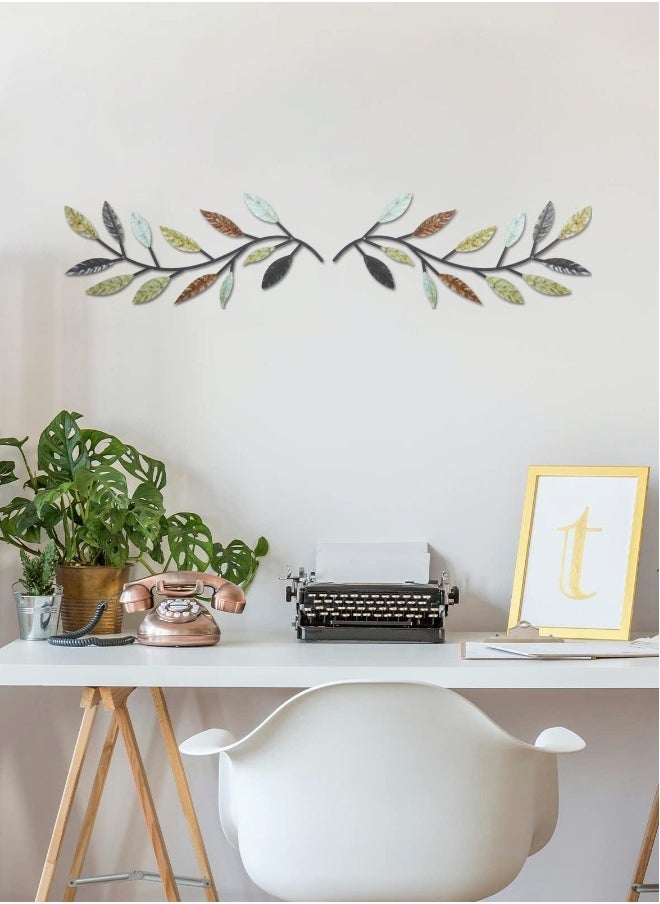 Metal Tree Leaf Wall Decor(Multicolor 2 Pcs)