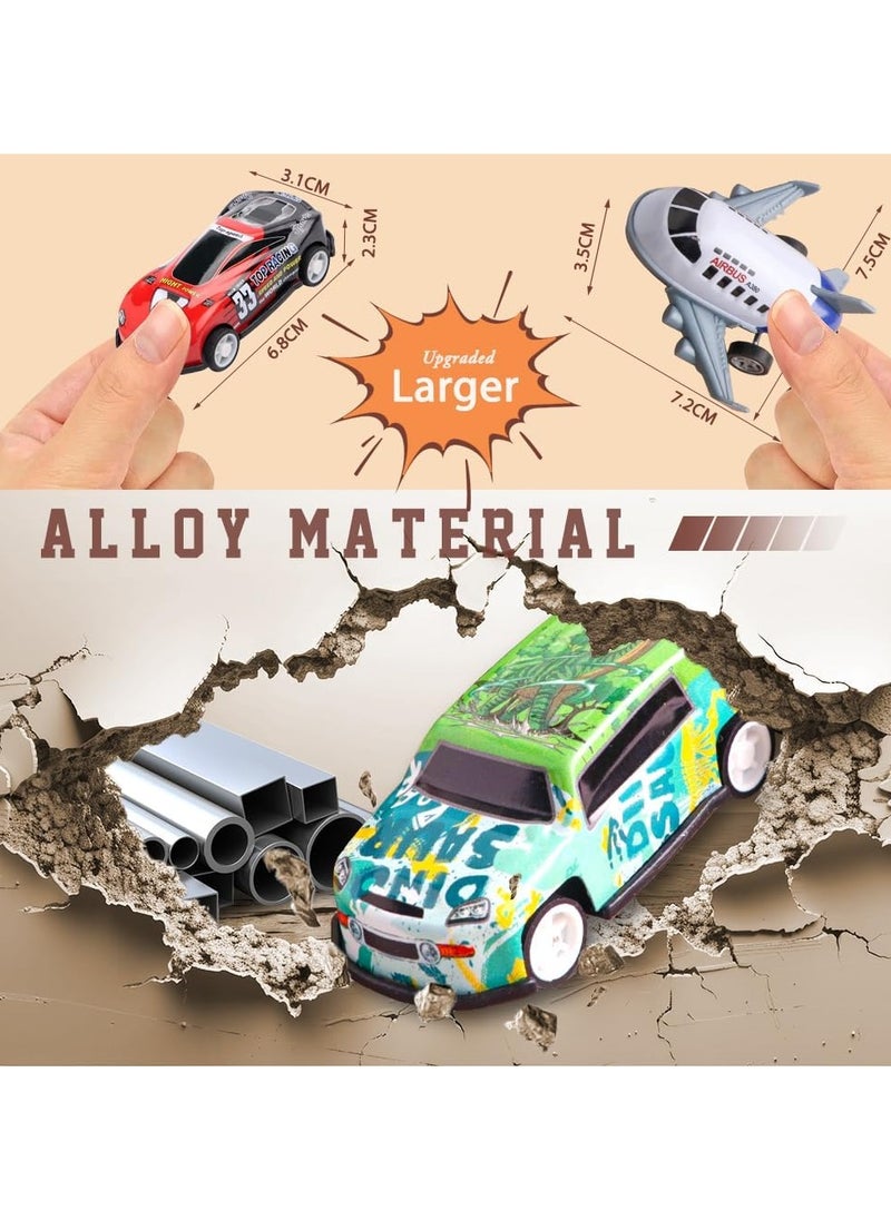 30 Pcs Pull Back Toy Cars Airplanes with Storage Box, Alloy Mini Race Push and Pull Back Cars Planes Vehicles Toys for Kids, Party Favors Toy Cars Suitable for 3+ Years Old Kids