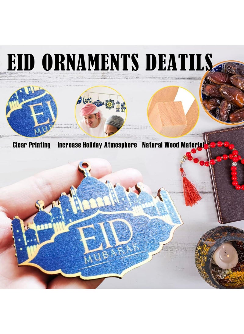 20 Pcs Wooden Pendant Eid Ramadan Decorations For Home Ramadan Decorations Ramadan Eid Mubarak Hanging Moon Star Wind Light Castle Shape Ornament Eid Al Adha Decoration