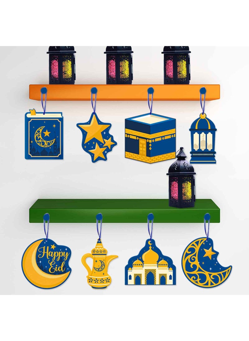 20 Pcs Eid Mubarak Hanging Decorations Eid Pendant Ornaments Ramadan Kareem Mosque Sign Crafts Eid Hanging Plaques Ramadan Mubarak Wall Ornaments For Eid Al-Fitr Party Supplies