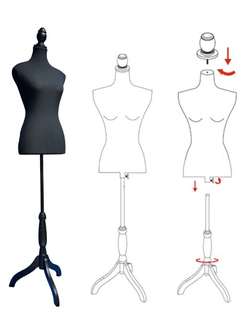 170cm Mannequin Full Body Female Mannequin Torso, Adjustable Dress Form Mannequin, Display Mannequin Body Foam Torso, Metal Tripod Stand Manikin Seamstress Dummy for Clothes, Jewellery Store, Boutique