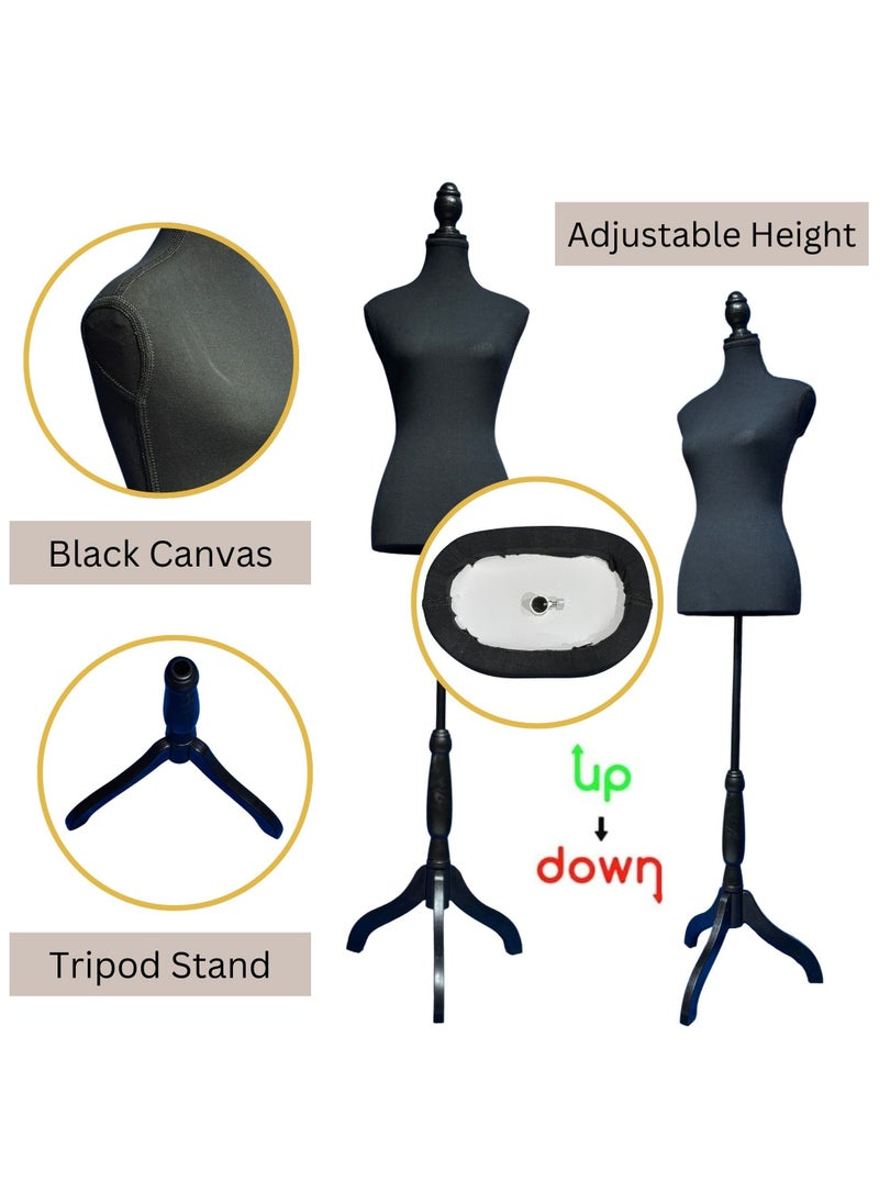 170cm Mannequin Full Body Female Mannequin Torso, Adjustable Dress Form Mannequin, Display Mannequin Body Foam Torso, Metal Tripod Stand Manikin Seamstress Dummy for Clothes, Jewellery Store, Boutique