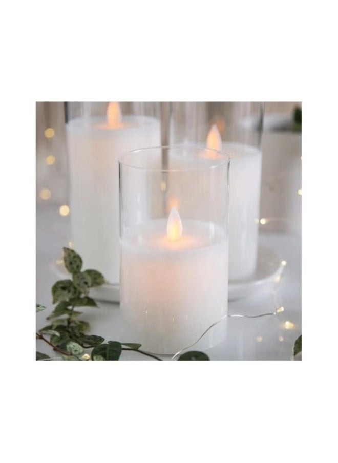 Flameless LED Candles with glass jar and soft glowing light set of 3 warm white batteries operated